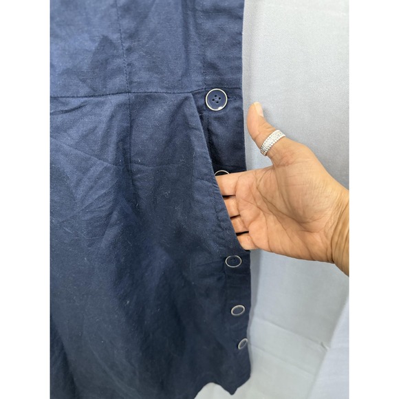 Tommy Hilfiger Dress Womens 6 Navy Blue Linen Blend Sleeveless Button Pockets - Picture 8 of 11